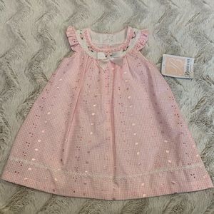 2/$24 Bonnie Baby Eyelet Floral Rosette Bow Dress